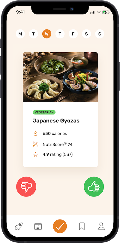 iPhone app meal plan approving screen